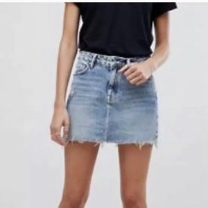 All Saints “Betty” Distressed Jean Mini Skirt